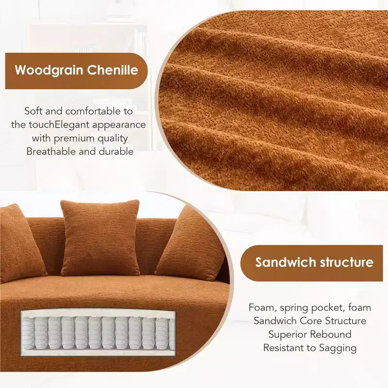 Whisen 55 Scratch-Resistant Chenille Curved Loveseat Full Compression Sofa Couch