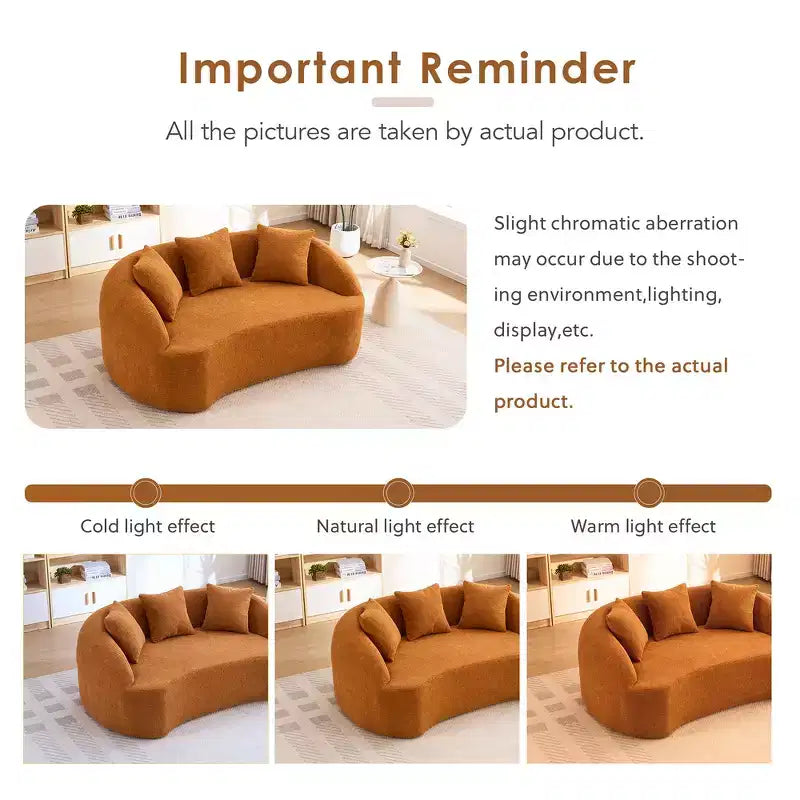 Whisen 55 Scratch-Resistant Chenille Curved Loveseat Full Compression Sofa Couch