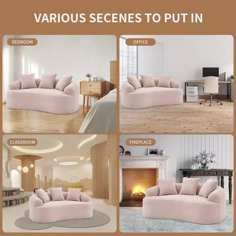 Whisen 55 Scratch-Resistant Chenille Curved Loveseat Full Compression Sofa Couch