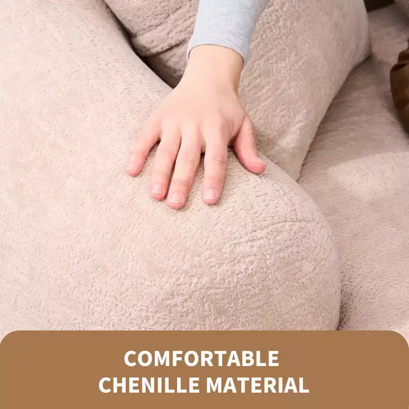 Whisen 55 Scratch-Resistant Chenille Curved Loveseat Full Compression Sofa Couch