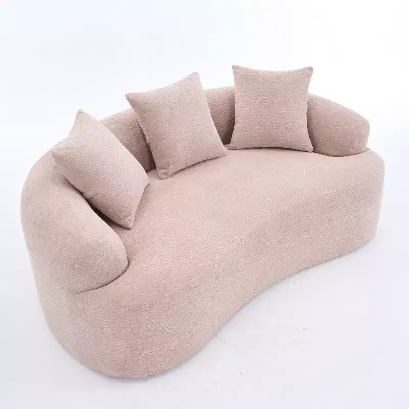 Whisen 55 Scratch-Resistant Chenille Curved Loveseat Full Compression Sofa Couch