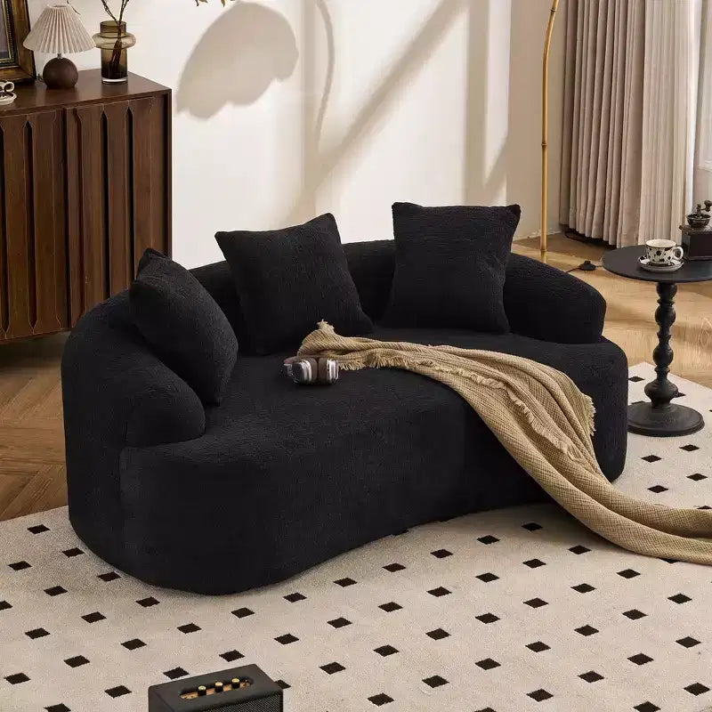 Whisen 55 Scratch-Resistant Chenille Curved Loveseat Full Compression Sofa Couch