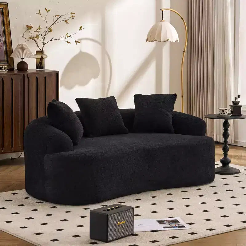 Whisen 55 Scratch-Resistant Chenille Curved Loveseat Full Compression Sofa Couch