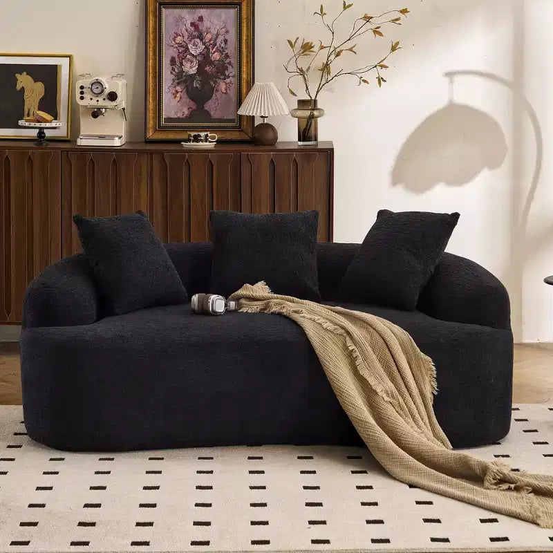 Whisen 55 Scratch-Resistant Chenille Curved Loveseat Full Compression Sofa Couch