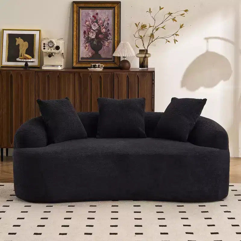Whisen 55 Scratch-Resistant Chenille Curved Loveseat Full Compression Sofa Couch