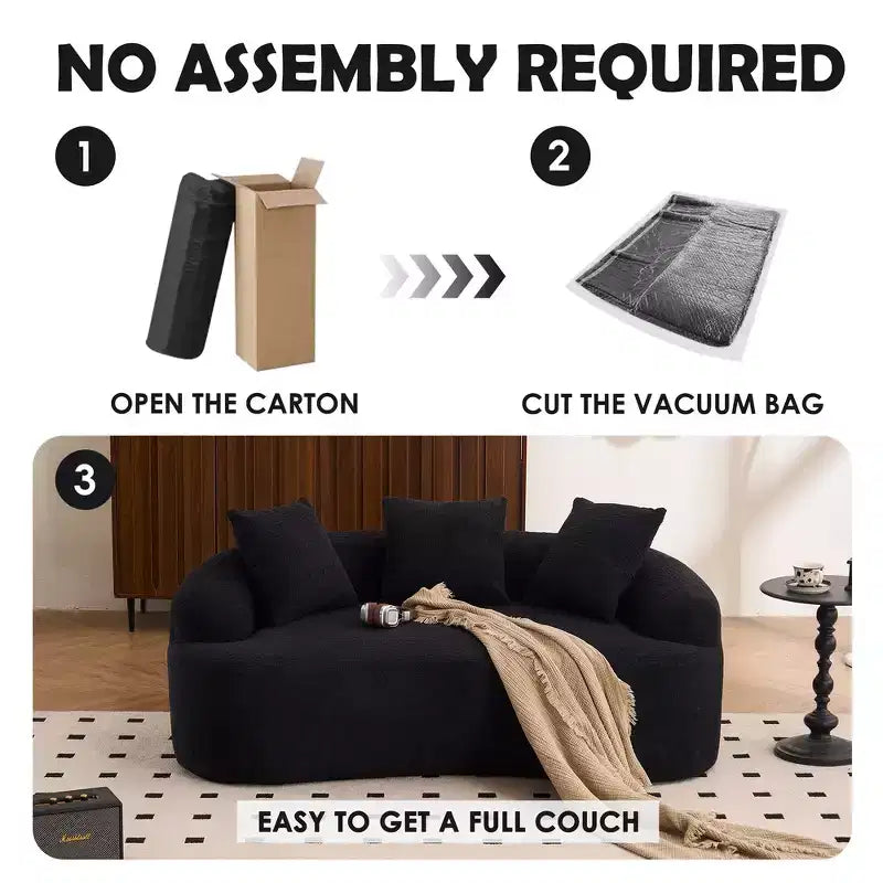 Whisen 55 Scratch-Resistant Chenille Curved Loveseat Full Compression Sofa Couch