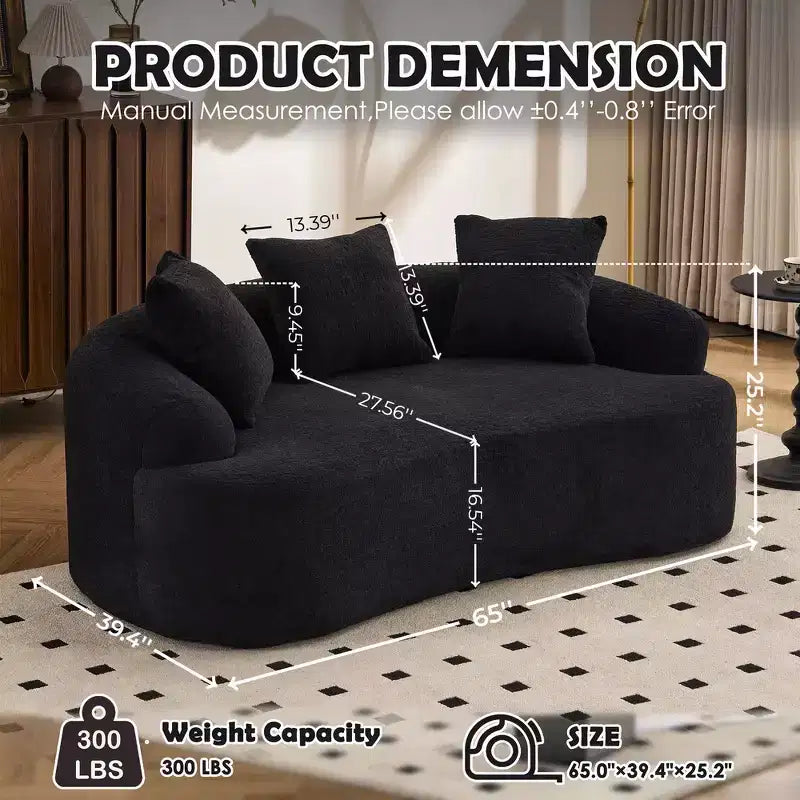 Whisen 55 Scratch-Resistant Chenille Curved Loveseat Full Compression Sofa Couch