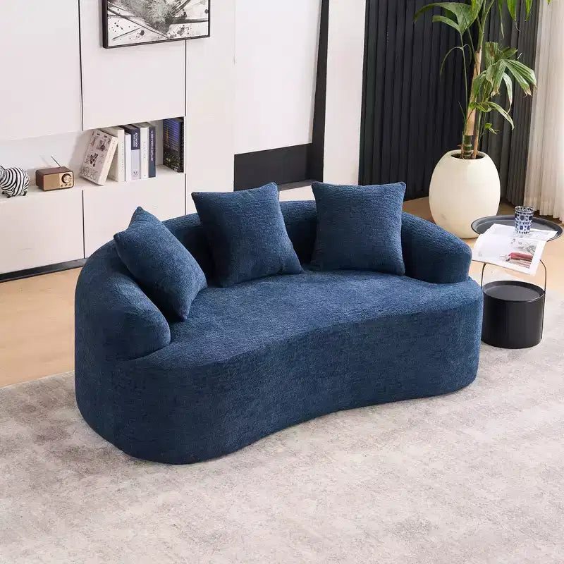Whisen 55 Scratch-Resistant Chenille Curved Loveseat Full Compression Sofa Couch