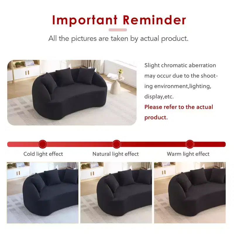 Whisen 55 Scratch-Resistant Chenille Curved Loveseat Full Compression Sofa Couch