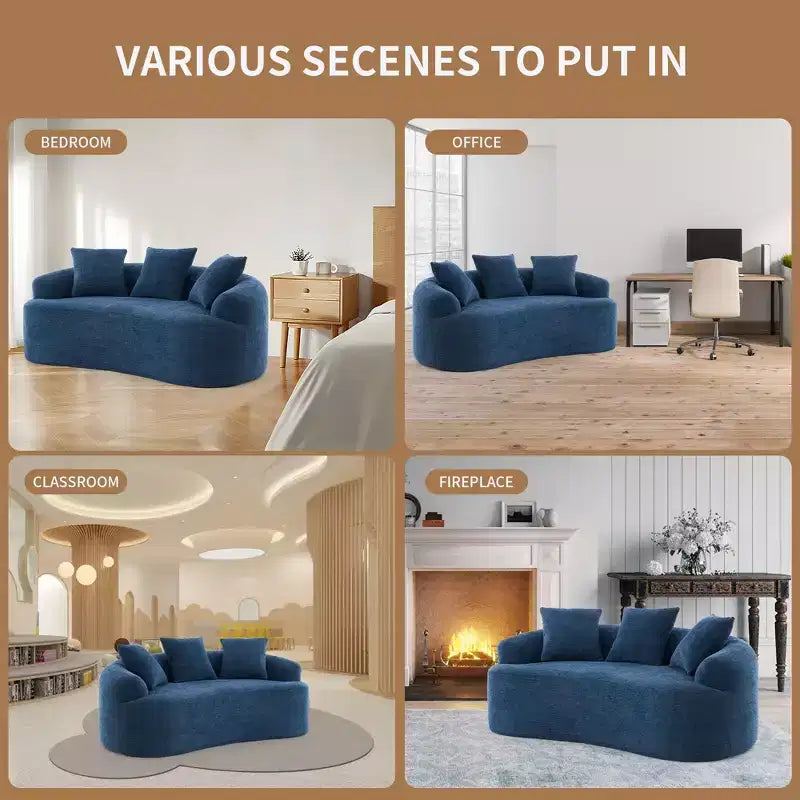 Whisen 55 Scratch-Resistant Chenille Curved Loveseat Full Compression Sofa Couch