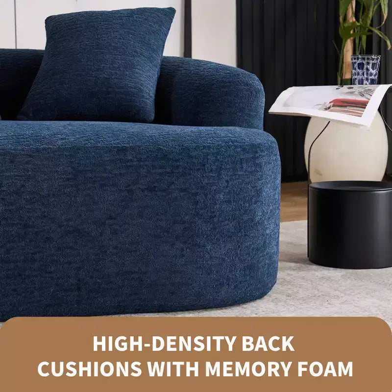 Whisen 55 Scratch-Resistant Chenille Curved Loveseat Full Compression Sofa Couch