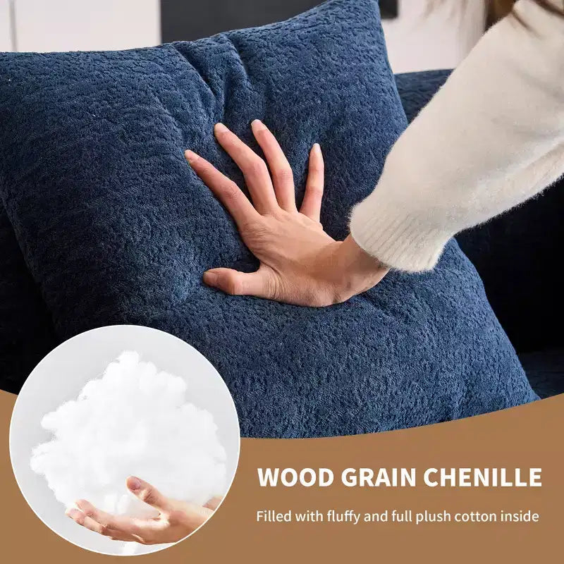 Whisen 55 Scratch-Resistant Chenille Curved Loveseat Full Compression Sofa Couch