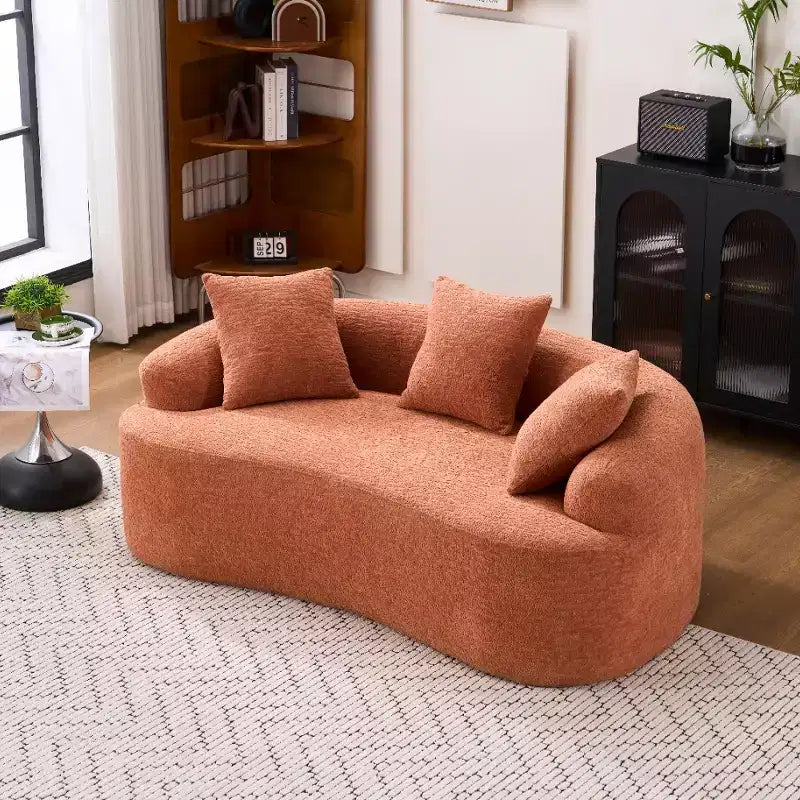 Whisen 55 Scratch-Resistant Chenille Curved Loveseat Full Compression Sofa Couch