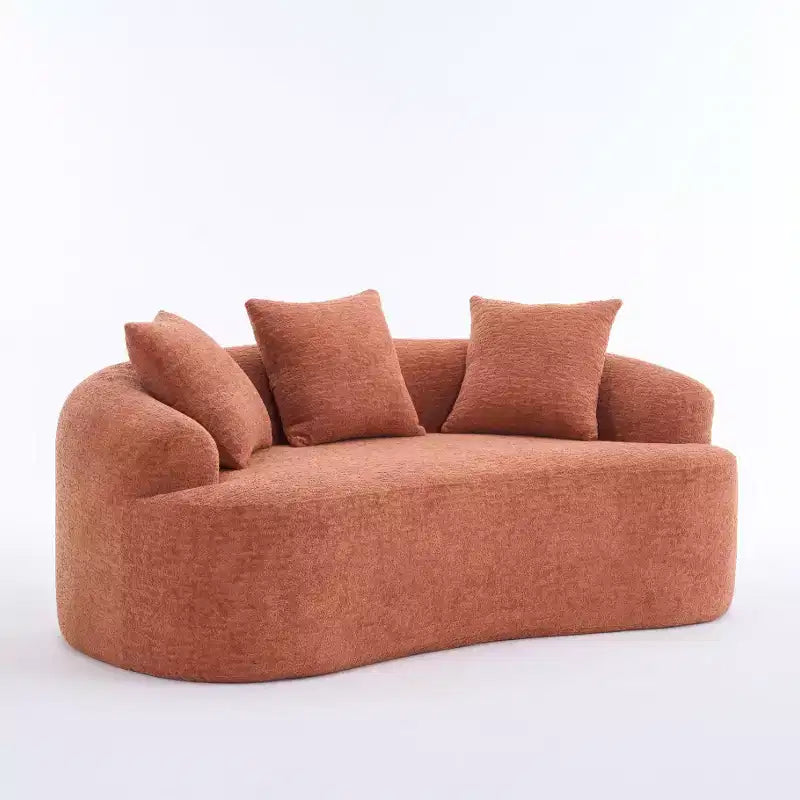 Whisen 55 Scratch-Resistant Chenille Curved Loveseat Full Compression Sofa Couch