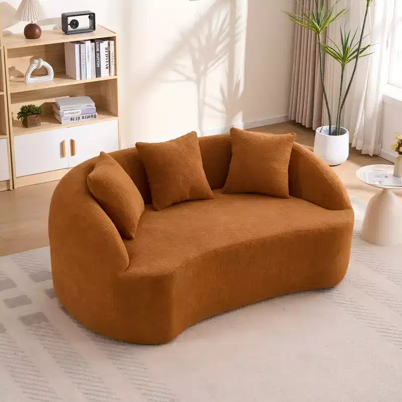 Whisen 55 Scratch-Resistant Chenille Curved Loveseat Full Compression Sofa Couch