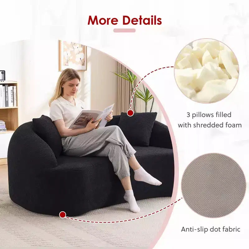 Whisen 55 Scratch-Resistant Chenille Curved Loveseat Full Compression Sofa Couch