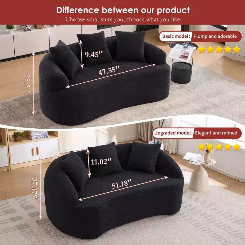 Whisen 55 Scratch-Resistant Chenille Curved Loveseat Full Compression Sofa Couch