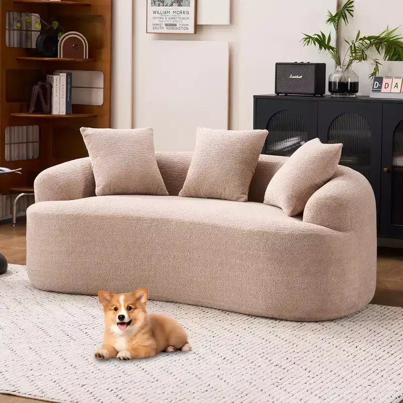 Whisen 55 Scratch-Resistant Chenille Curved Loveseat Full Compression Sofa Couch