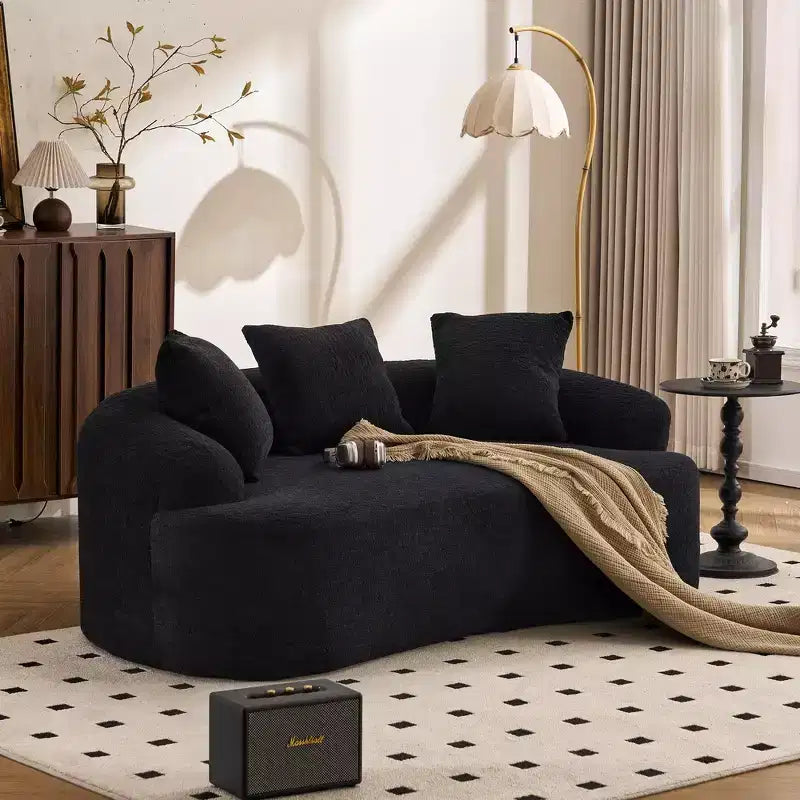 Whisen 55 Scratch-Resistant Chenille Curved Loveseat Full Compression Sofa Couch