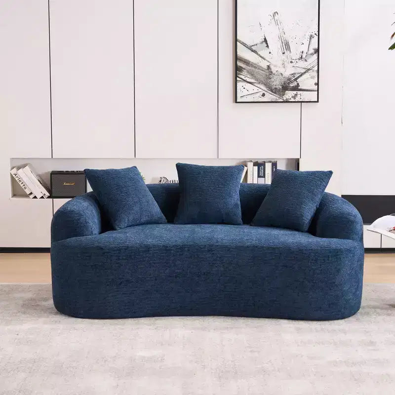 Whisen 55 Scratch-Resistant Chenille Curved Loveseat Full Compression Sofa Couch