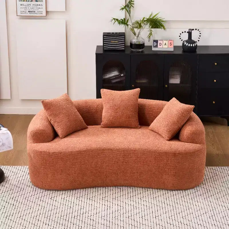 Whisen 55 Scratch-Resistant Chenille Curved Loveseat Full Compression Sofa Couch