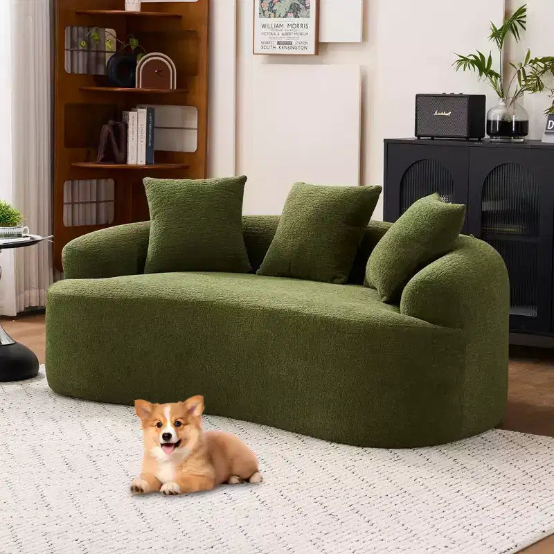 Whisen 55 Scratch-Resistant Chenille Curved Loveseat Full Compression Sofa Couch