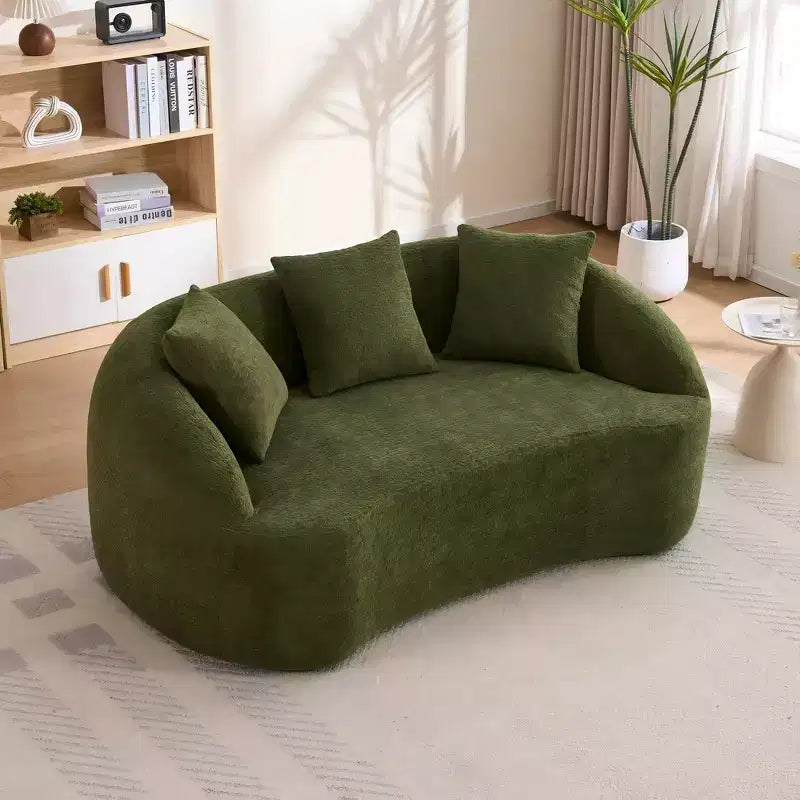 Whisen 55 Scratch-Resistant Chenille Curved Loveseat Full Compression Sofa Couch