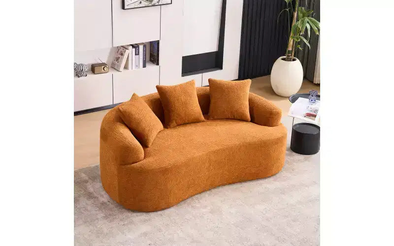 Whisen 55 Scratch-Resistant Chenille Curved Loveseat Full Compression Sofa Couch