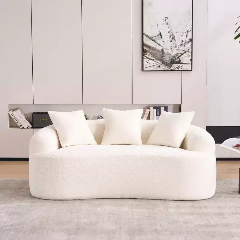 Whisen 55 Scratch-Resistant Chenille Curved Loveseat Full Compression Sofa Couch