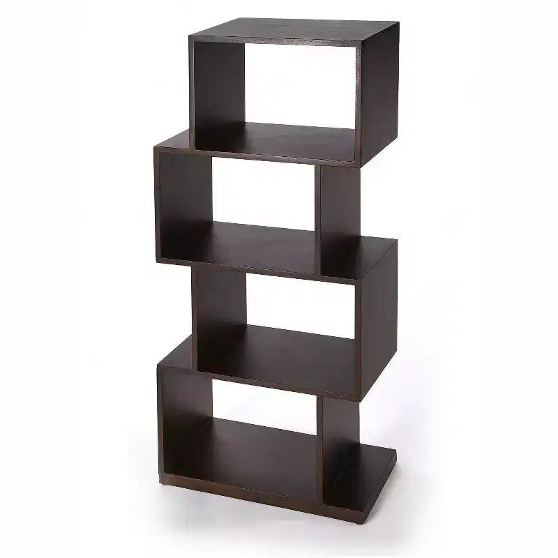 HomeRoots 48 Dark Brown Wood Three Tier Bookcase