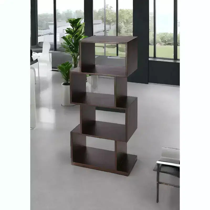 Bibliothèque à trois niveaux HomeRoots 48 en bois brun foncé