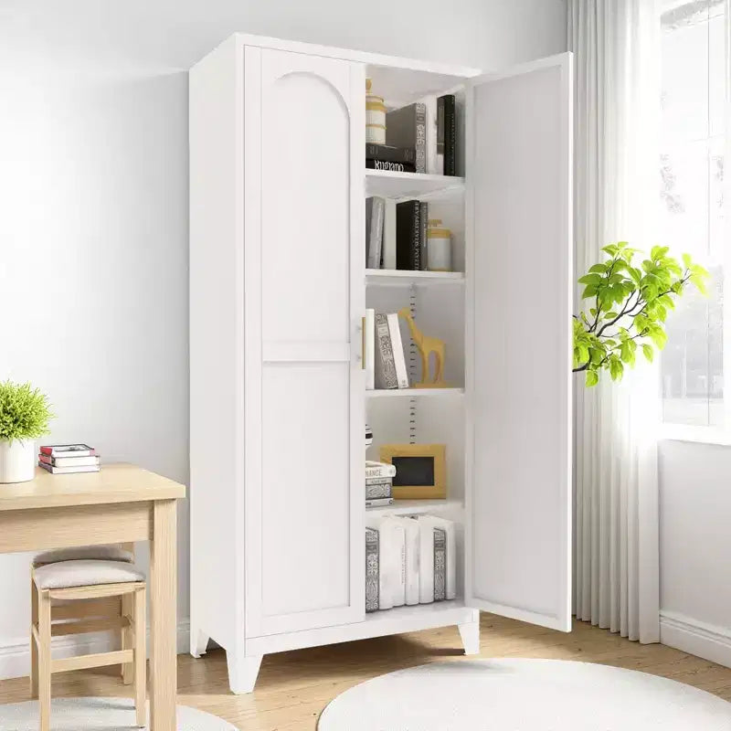 Metal Storage Cabinet, Kitchen Pantry Cabinet with Adjustable Shelves, Lockable File &Tool Cabinet, Garage Storage Cabinet for Kitchen