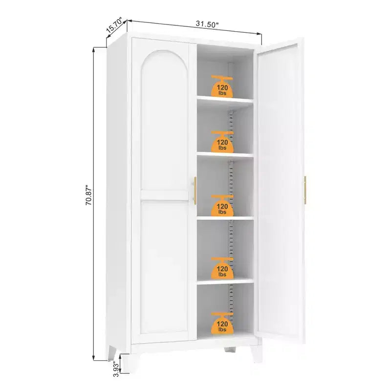 Metal Storage Cabinet, Kitchen Pantry Cabinet with Adjustable Shelves, Lockable File &Tool Cabinet, Garage Storage Cabinet for Kitchen