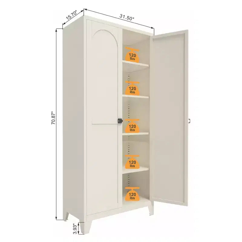 Metal Storage Cabinet, Kitchen Pantry Cabinet with Adjustable Shelves, Lockable File &Tool Cabinet, Garage Storage Cabinet for Kitchen