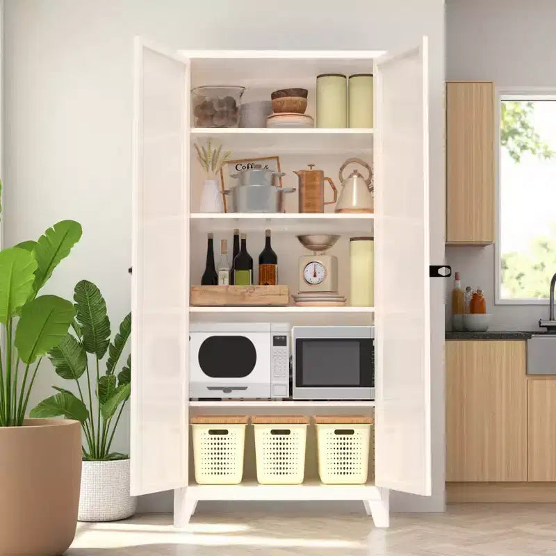 Metal Storage Cabinet, Kitchen Pantry Cabinet with Adjustable Shelves, Lockable File &Tool Cabinet, Garage Storage Cabinet for Kitchen