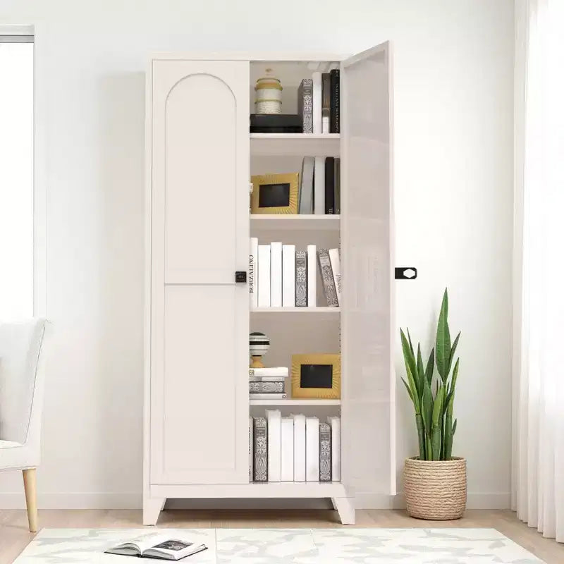Metal Storage Cabinet, Kitchen Pantry Cabinet with Adjustable Shelves, Lockable File &Tool Cabinet, Garage Storage Cabinet for Kitchen