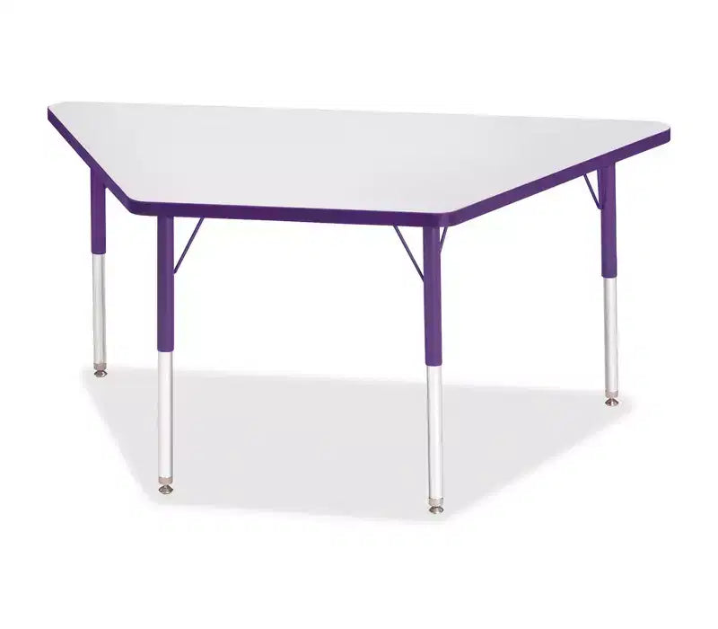 Jonti-Craft Berries Adult-Size Gray Laminate Trapezoid Table 30 x 60 in Purple