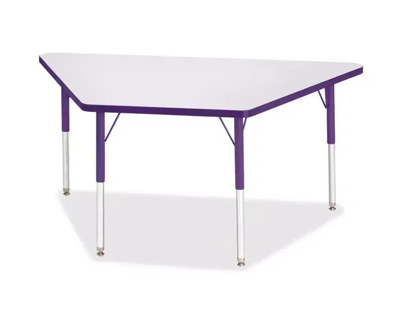 Jonti-Craft Berries Adult-Size Gray Laminate Trapezoid Table 30 x 60 in Purple