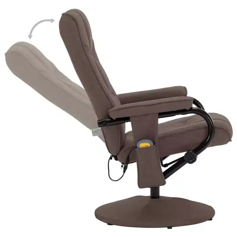 vidaXL Massage Recliner Brown Polyester Standard Swivel - Brown