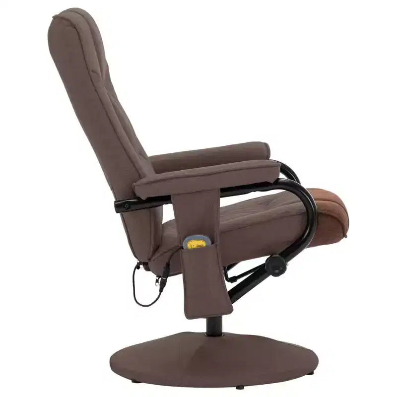 vidaXL Massage Recliner Brown Polyester Standard Swivel - Brown