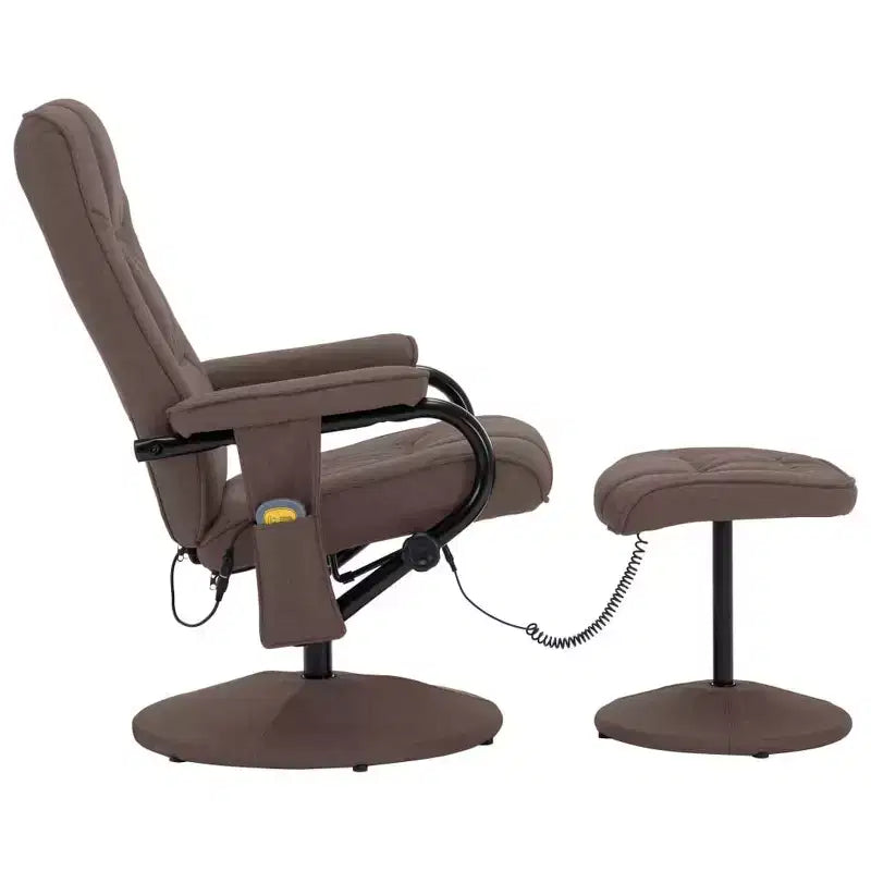 vidaXL Massage Recliner Brown Polyester Standard Swivel - Brown