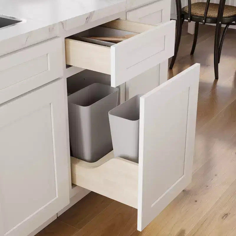 CASAINC 18 in. W x 24 in D x 34.5 in H Base Cabinet with Pull Out Waste Basket - Full Overlay, Soft Close Hinges, RTA Plywood Cabinets