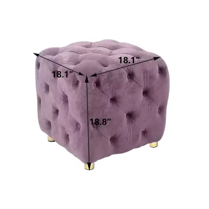 Okak Modern Velvet Upholstered Ottoman, Button-Tufted Soft Footrest Stool, Exquisite Dressing Makeup Chair for Couch Bedroom Entrance