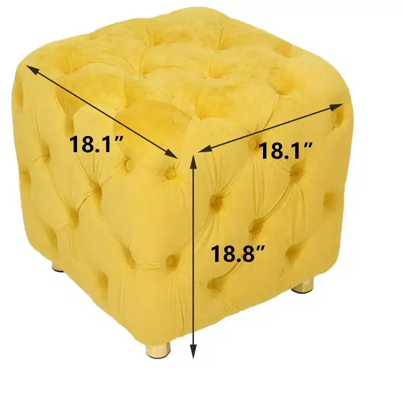 Okak Modern Velvet Upholstered Ottoman, Button-Tufted Soft Footrest Stool, Exquisite Dressing Makeup Chair for Couch Bedroom Entrance