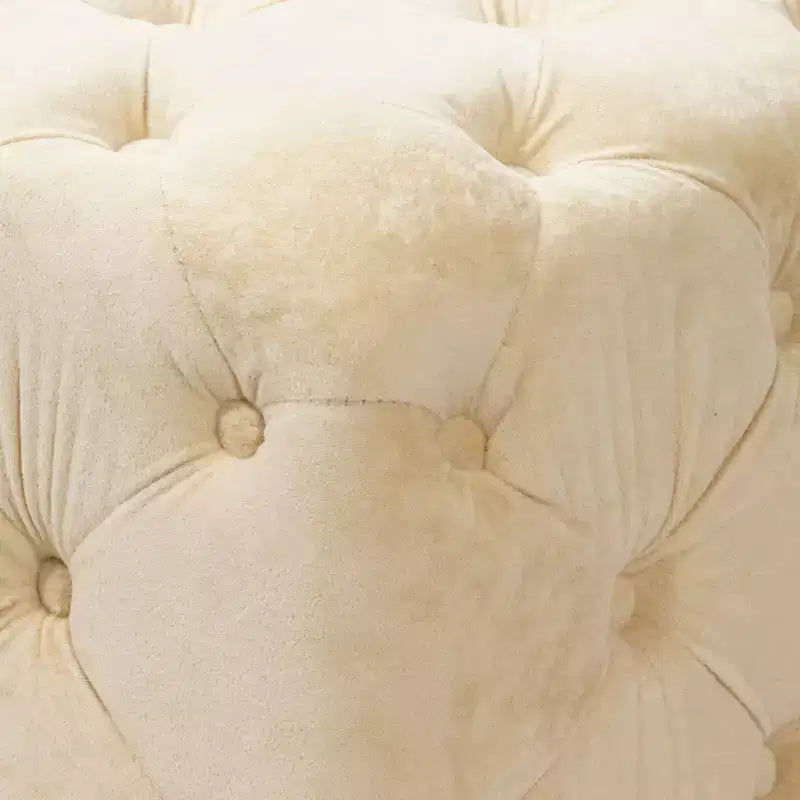 Okak Modern Velvet Upholstered Ottoman, Button-Tufted Soft Footrest Stool, Exquisite Dressing Makeup Chair for Couch Bedroom Entrance