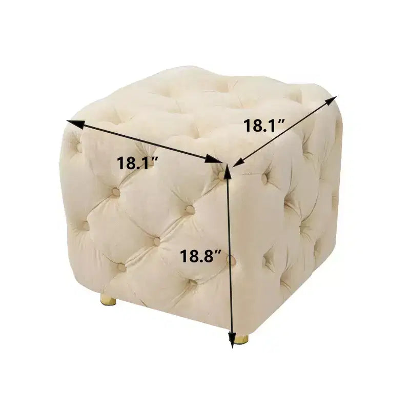 Okak Modern Velvet Upholstered Ottoman, Button-Tufted Soft Footrest Stool, Exquisite Dressing Makeup Chair for Couch Bedroom Entrance
