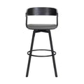 HomeRoots 27 Gray and Black Faux Leather with Metal Swivel Counter Height Bar Chair