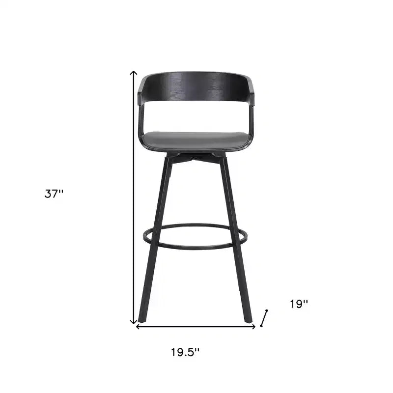 HomeRoots Tabouret de bar de comptoir pivotant en similicuir gris et noir avec structure métallique 27"