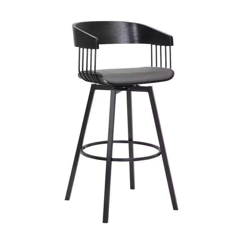 HomeRoots Tabouret de bar de comptoir pivotant en similicuir gris et noir avec structure métallique 27"