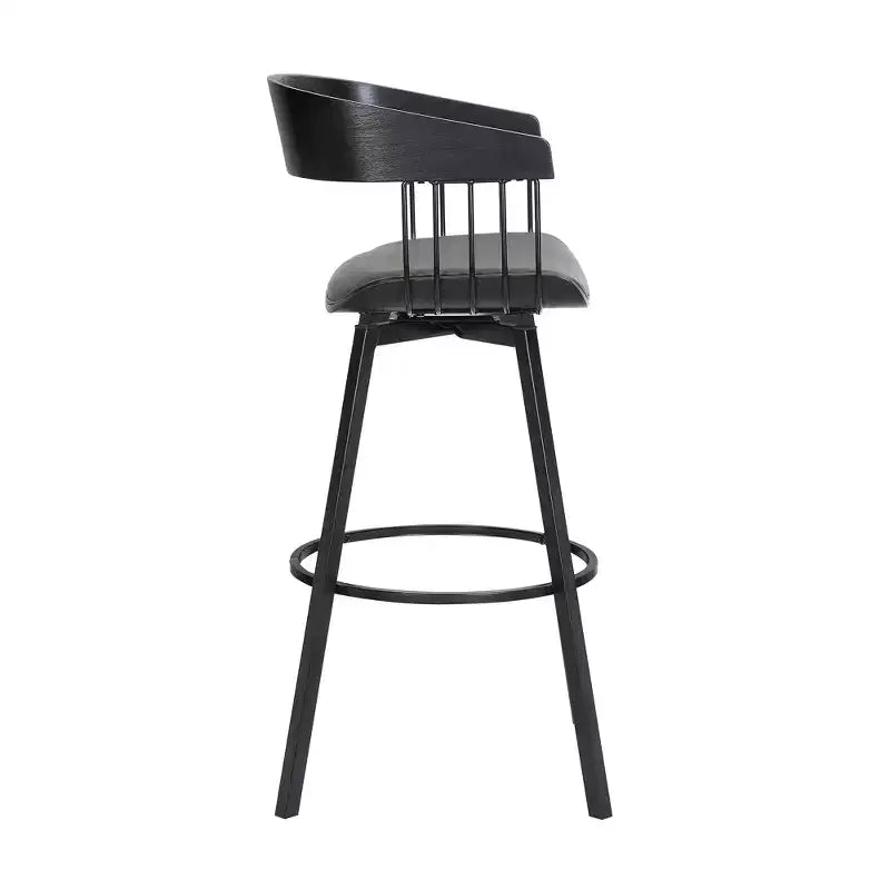 HomeRoots Tabouret de bar de comptoir pivotant en similicuir gris et noir avec structure métallique 27"
